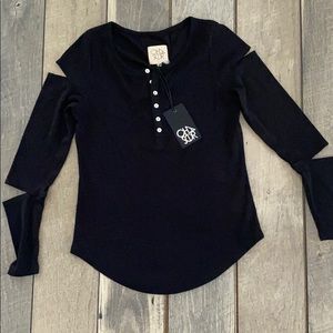 Chaser Black Long Sleeve Top with cut outs